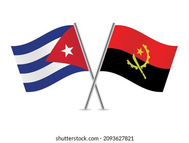 Angola and Cuba flags. Vector illustration.