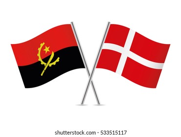 Angola and Denmark flags. Vector illustration.