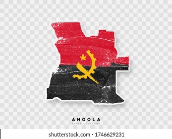Angola detailed map with flag of country. Painted in watercolor paint colors in the national flag.