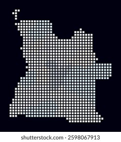Angola dotted map. Digital style map of the country on dark background. Angola shape with square dots. Colored dots style. Large size squares. Classy vector illustration.