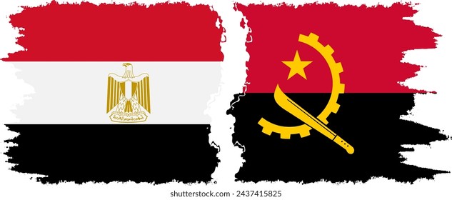 Angola and Egypt grunge flags connection, vector