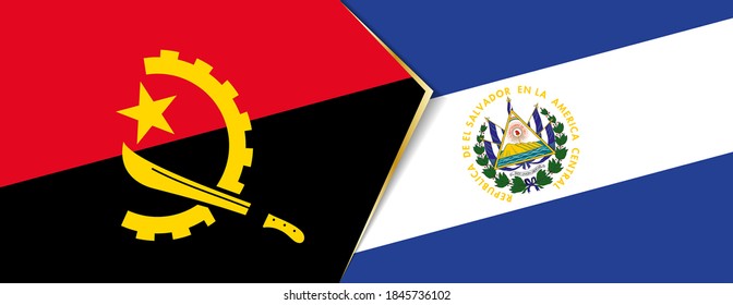 Angola and El Salvador flags, two vector flag symbols of relationship or confrontation.