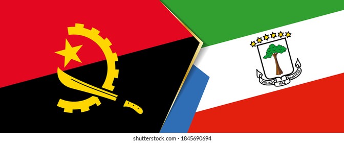 Angola and Equatorial Guinea flags, two vector flag symbols of relationship or confrontation.