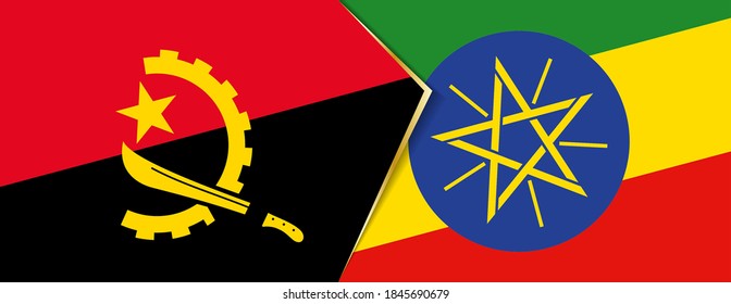 Angola and Ethiopia flags, two vector flag symbols of relationship or confrontation.