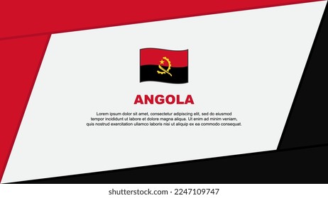 Plantilla de diseño de fondo de resumen de la bandera de Angola. Ilustración del vector de caricaturas del Día de la Independencia de Angola. Banner de Angola