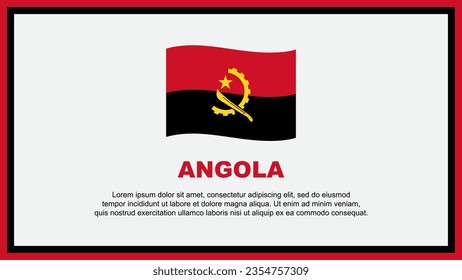 Plantilla de diseño de fondo de resumen de la bandera de Angola. Banner del Día de la Independencia de Angola, Ilustración de vectores de medios sociales. Banner de Angola