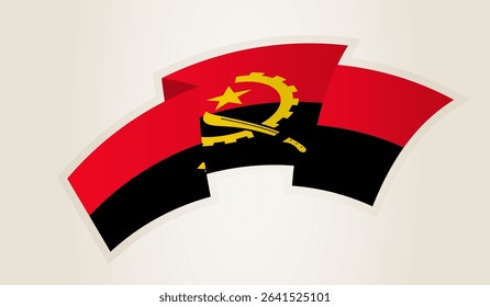 Angola Flag in Abstract Ribbon Shape, National Symbol of the Angola. This vector is ideal for use in national events, Independence Day, international sports competitions.