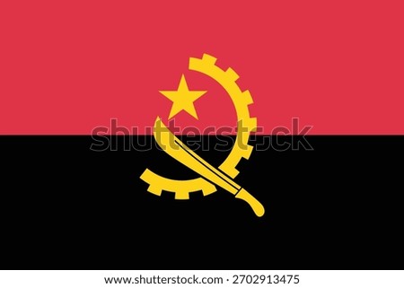 Angola flag, clean lines vector illustration with slightly softened colors, 2 by 3 proportions
