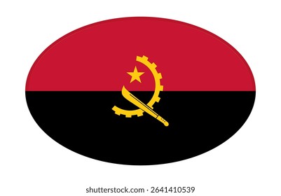 Angola flag ellipse shaped. vector	