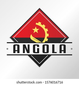 Angola Flag Emblema. Vector Design National. Illustration Country Symbol. Insignia Banner Logo.