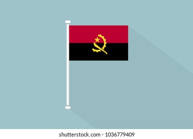 Angola flag with flagpole,vector illustration