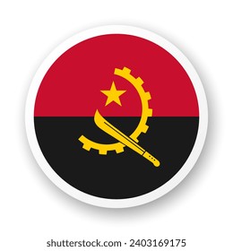 Angola flag flat icon. Round vector element with shadow underneath. Best for mobile apps, UI and web design.
