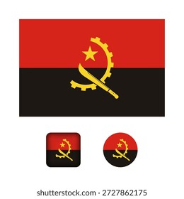 Angola Flag Flat Icons Collection