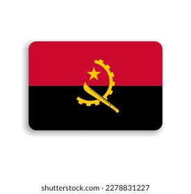 Angola flag - flat vector rectangle with rounded corners and dropped shadow.