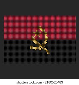 Angola flag with grunge texture in dot style. Abstract vector illustration of a flag with halftone effect for wallpaper. Happy Independence Day background concept