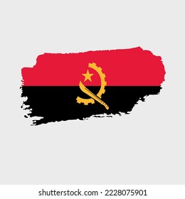 Angola flag with grunge texture. Vector illustration of flag painted with brush with grunge effect and watercolor stroke. Happy Independence Day.