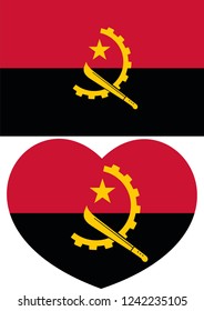 Angola Flag in a heart, Angola flag, flag vector, language, language school, Angola country, Sticker, world map, worldwide flags, illustration of flag, travelling to Angola, love, eps 10