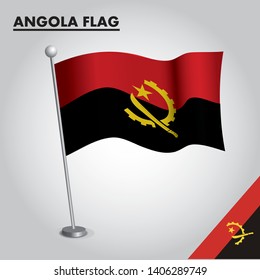 Angola flag icon. National flag of Angola on a pole
