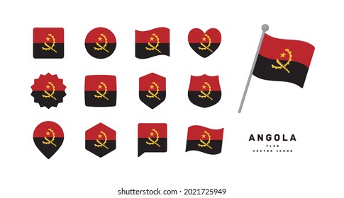 Angola flag icon set vector illustration