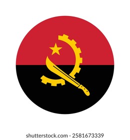 Angola flag icon symbol. Angola Circle icon flag. National Angola flag. flag of Angola Vector graphics.