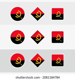 Anuncio de la bandera de Angola, bandera vectorial de Angola. Tres versiones del icono.