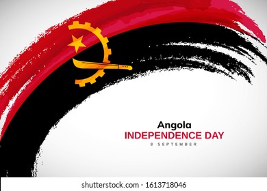Angola flag made in watercolor brush stroke background. Independence day of Angola. Creative Angola national country flag icon. Abstract watercolor painted grunge brush flag background.