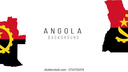 Angola flag map background. The flag of the country in the form of borders. Stock vector illustration isolated on white background.