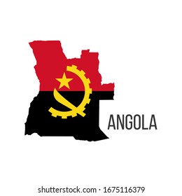 Angola flag map. The flag of the country in the form of borders. Stock vector illustration isolated on white background.