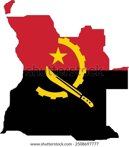 Angola Flag in Map, Angola Map with Flag, Country Map, Angola Map with Flag, Nation Flag Angola