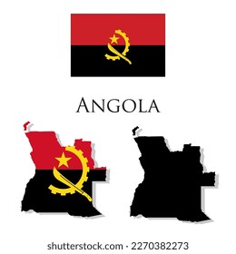 angola flag and map illustration vector