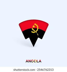Angola Flag Map Pointer Design with Shadow. Vector illustrator.
