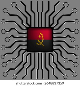 Angola Flag Microchip - Angolan Technology and Digital Innovation