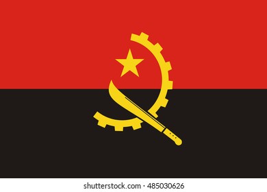 Angola flag in official colors and Proportion Correctly