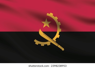 Angola flag. The official ratio. The wavy flag. Standard size. Standard color. Flag icon. 3d illustration. Digital illustration. Computer illustration. Vector illustration.
