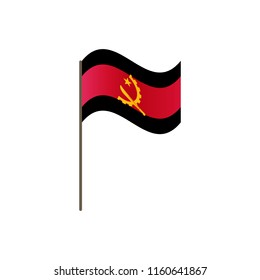 Angola flag on the flagpole. Official colors and proportion correctly. Waving of Angola flag on flagpole, vector illustration isolate