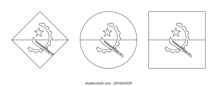 angola flag outline set isolated on white background