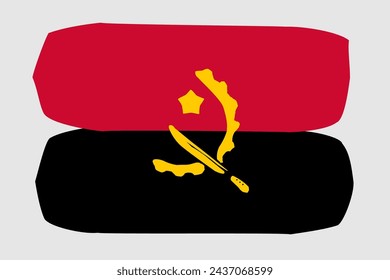 Bandera de Angola - ilustración vectorial de diseño pintado. Estilo de pincel vectorial