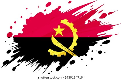 angola flag painted with Grunge brush stroke, watercolor flag style.