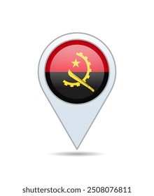 Angola - Flaggenstift für Karte. Vektorgrafik.