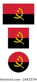 
Angola flag PNG vector. Angola square and round icon isolated on transparent PNG background. Angola flag icon.

