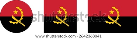 
Angola flag PNG vector. Angola square and round icon isolated on transparent PNG background. Angola flag icon.


