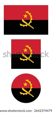 
Angola flag PNG vector. Angola square and round icon isolated on transparent PNG background. Angola flag icon.

