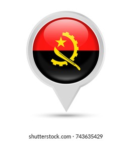 Angola Flag Round Pin Vector Icon - Illustration