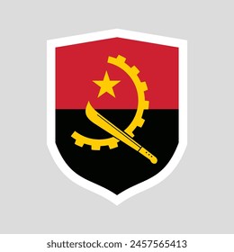 Angola Flag in Shield Shape