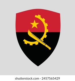 Angola Flag in Shield Shape