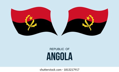 Angola flag state symbol isolated on background national banner. Greeting card National Independence Day of the Republic of Angola. Illustration banner with realistic state flag.