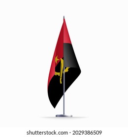 Angola flag state symbol isolated on background national banner. Greeting card National Independence Day of the Republic of Angola. Illustration banner with realistic state flag.