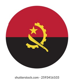 Angola flag state symbol isolated on background national banner. Greeting card National Independence Day of the Republic of Angola. Illustration banner with realistic state flag.
