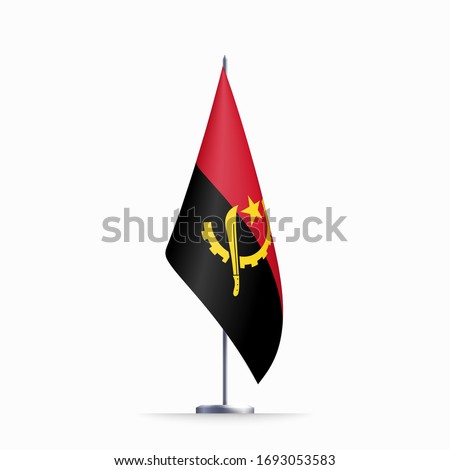 Angola flag state symbol isolated on background national banner. Greeting card National Independence Day of the Republic of Angola. Illustration banner with realistic state flag.