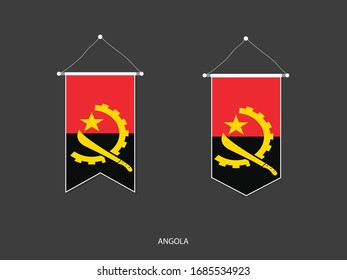 Angola flag in various shape, Soccer Flag Pennant Vector ,Vector illustration.